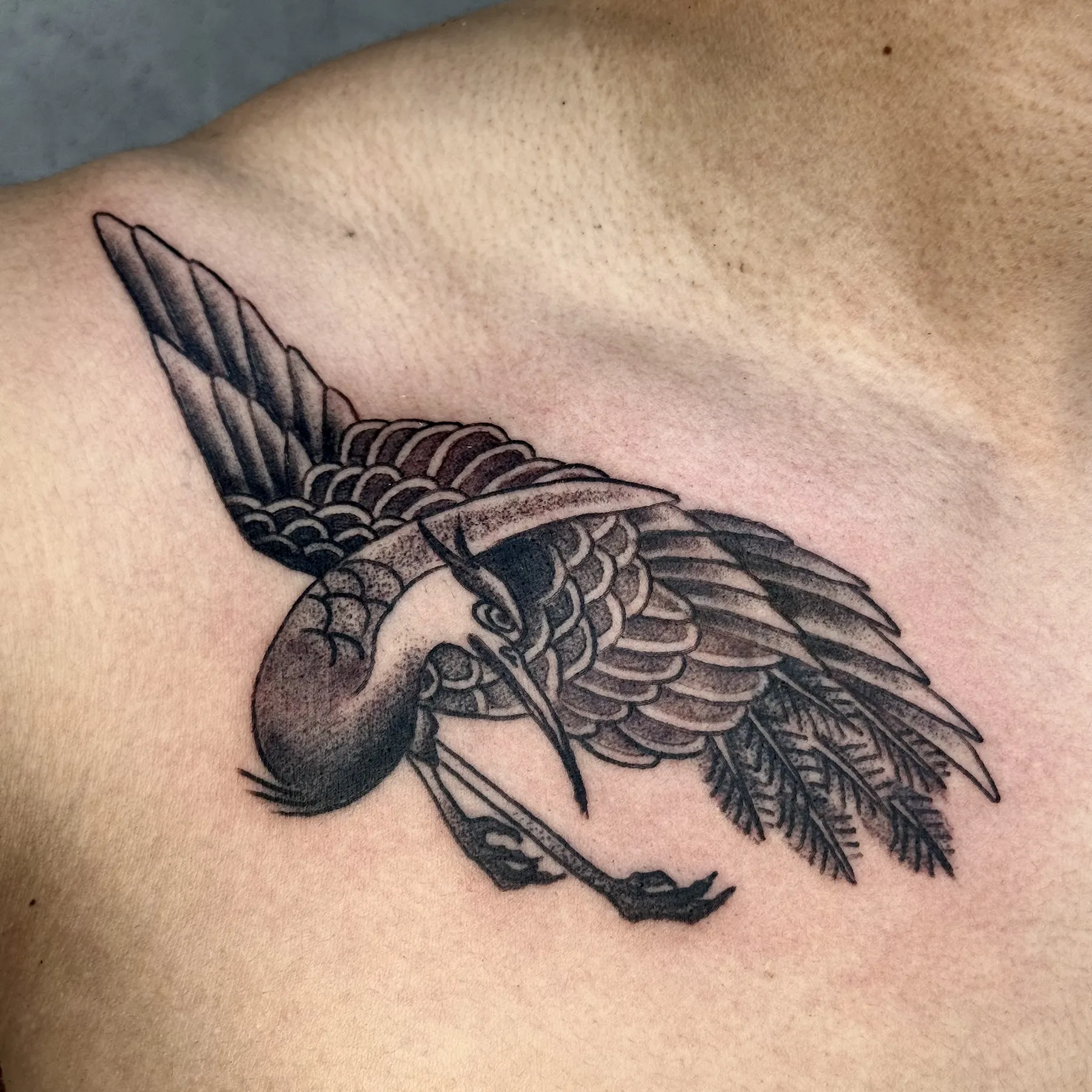 Japanese crane tattoo